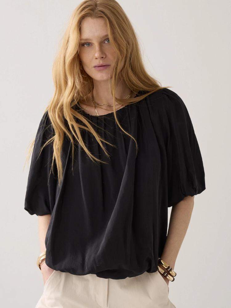 Summum Balloon Sleeve Top Black
