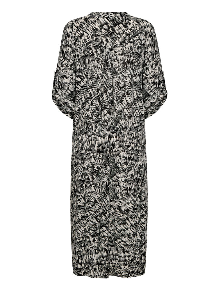 Soaked in Luxury SLZaya Dress Black Stroke Print