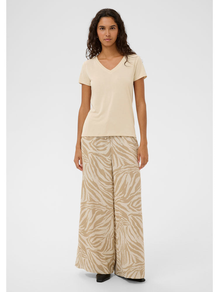 Soaked SLColumbine V-Neck Short Sleeve Top Oatmeal