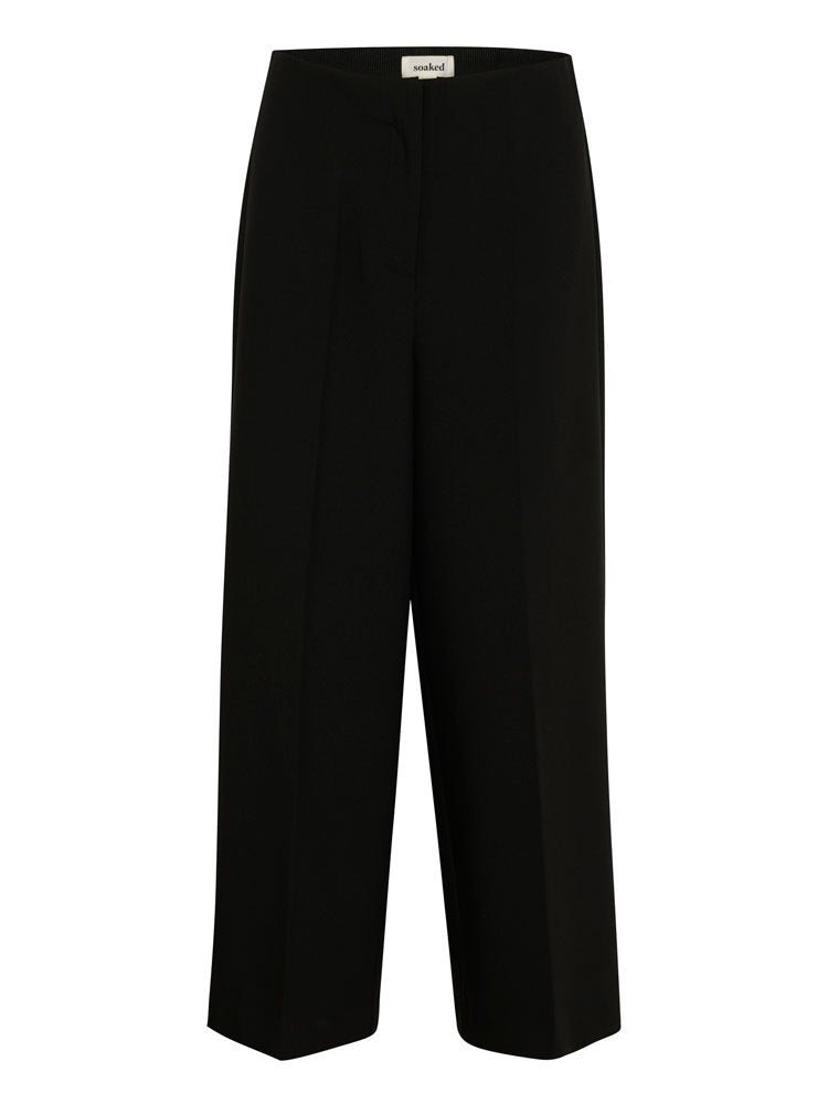 Soaked in Luxury SLCorinne Wide Cropped Trousers Black