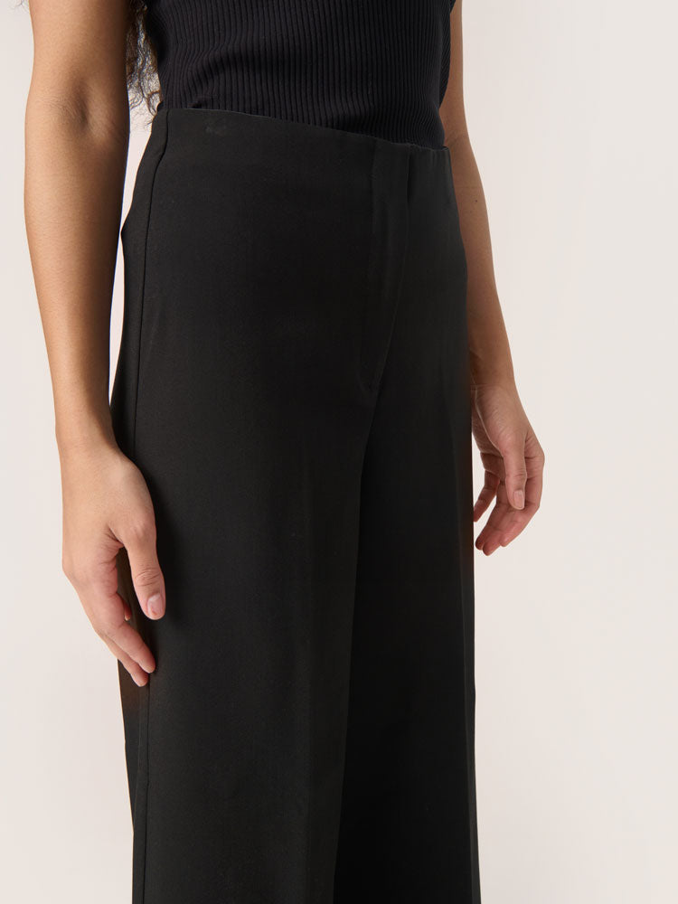 Soaked in Luxury SLCorinne Wide Cropped Trousers Black