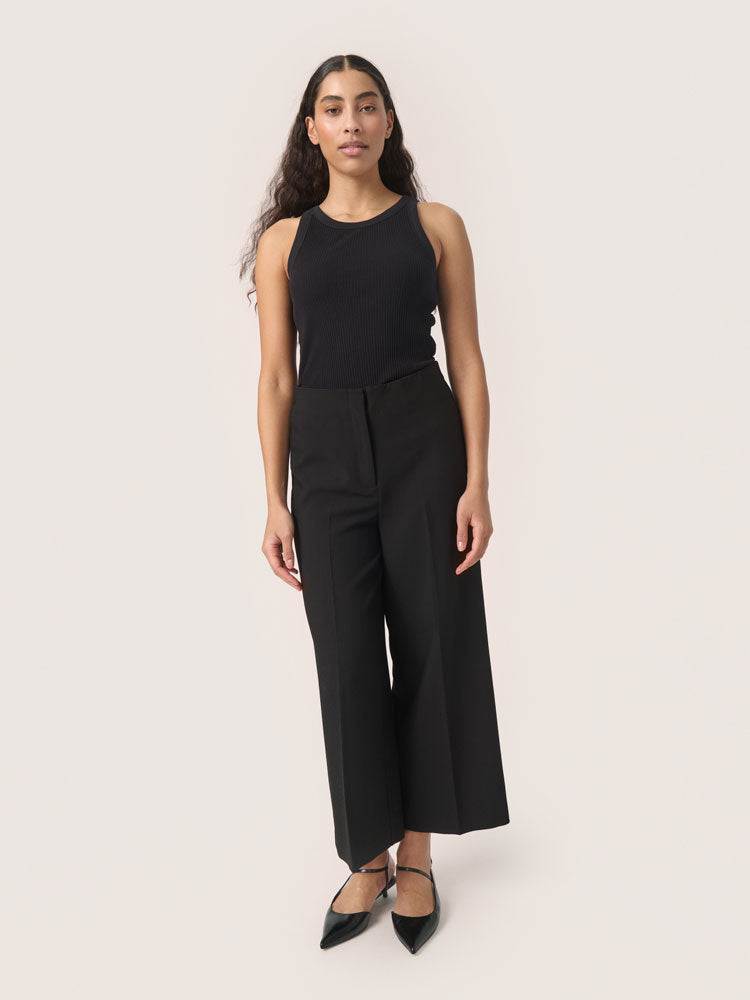 Soaked in Luxury SLCorinne Wide Cropped Trousers Black