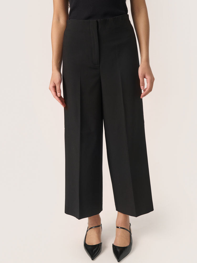 Soaked in Luxury SLCorinne Wide Cropped Trousers Black