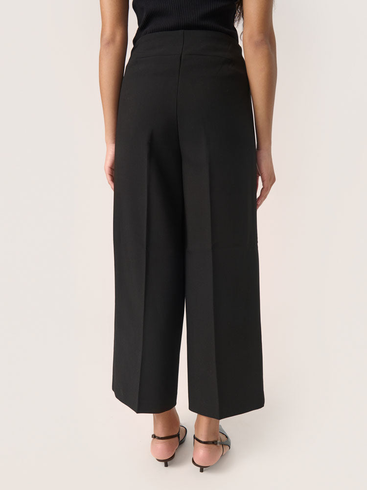 Soaked in Luxury SLCorinne Wide Cropped Trousers Black