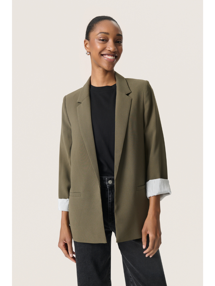 Soaked in Luxury SLShirley Fold-up Blazer Khaki