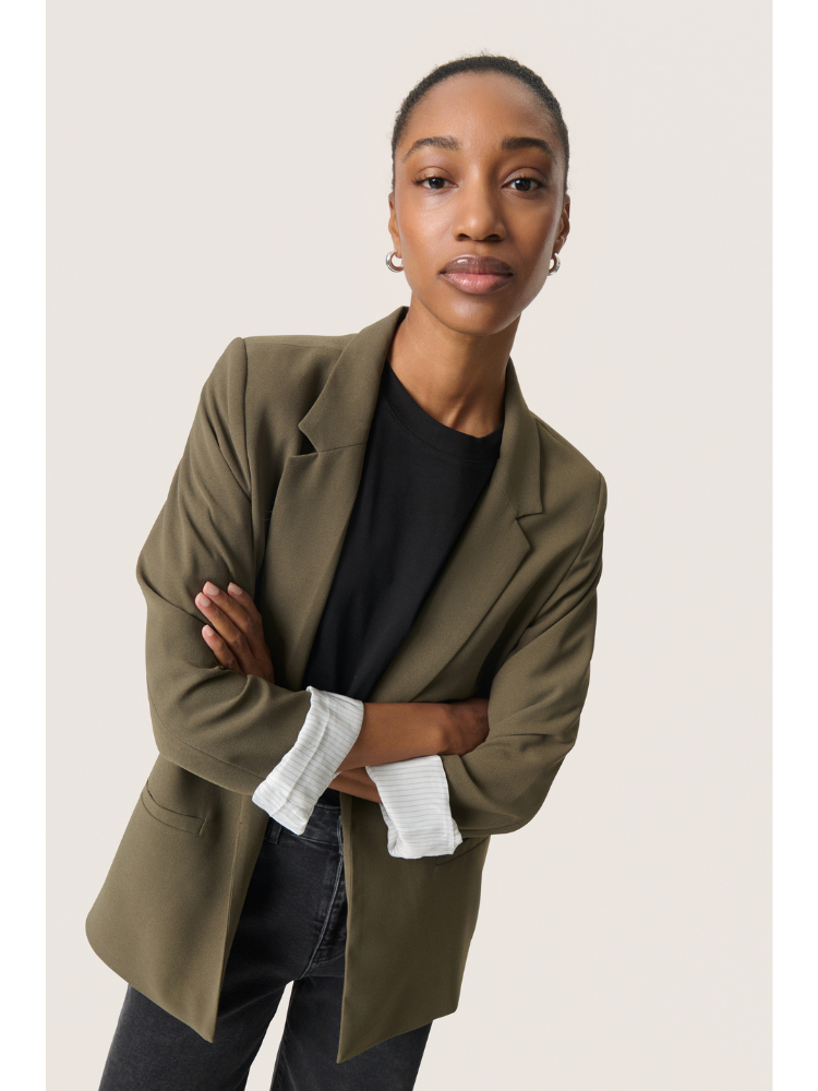 Soaked in Luxury SLShirley Fold-up Blazer Khaki
