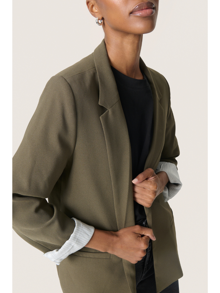 Soaked in Luxury SLShirley Fold-up Blazer Khaki