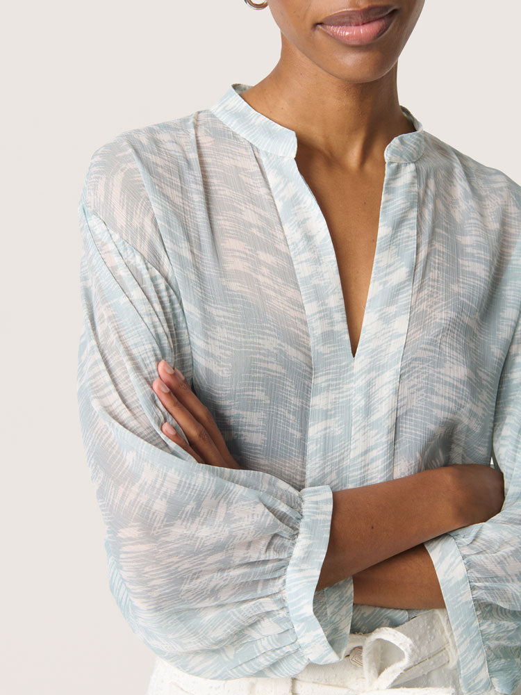 Soaked in Luxury SLMarta Amily Blouse Silver Blue Stroke