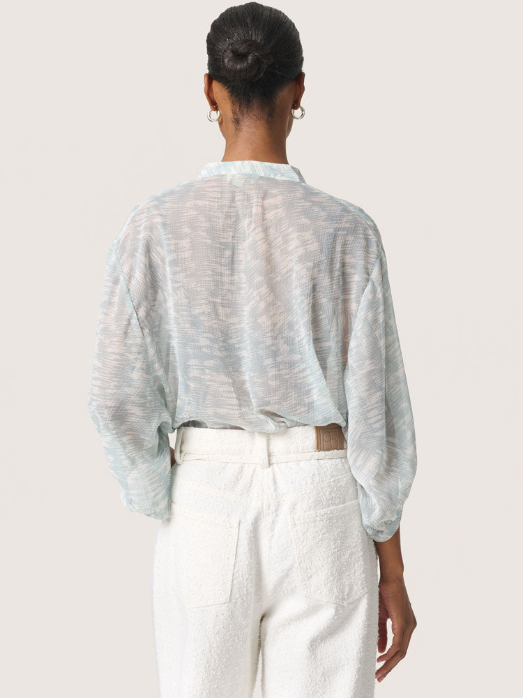 Soaked in Luxury SLMarta Amily Blouse Silver Blue Stroke