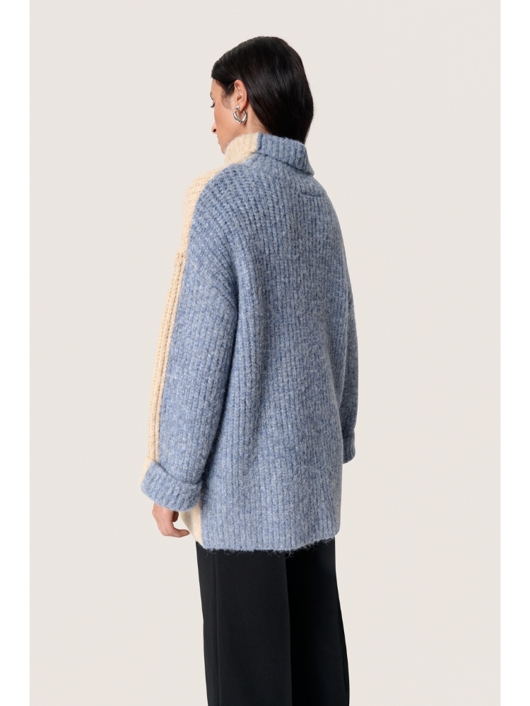 Soaked in Luxury SLPleoni Highneck Pullover Beige &amp; Blue