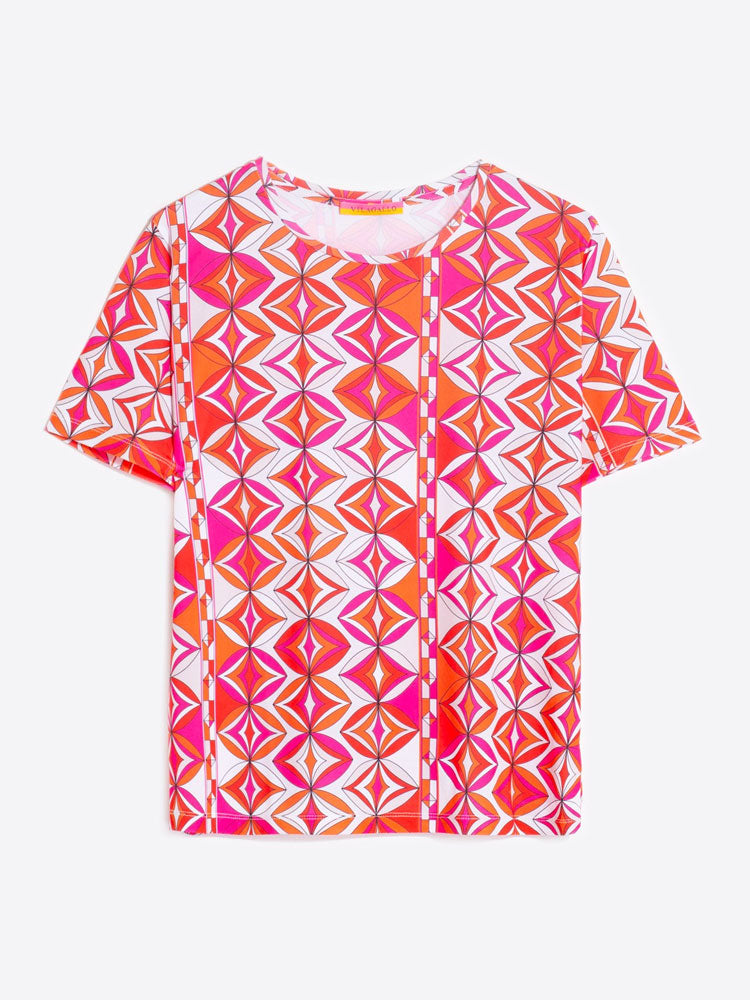Vilagallo Tora Printed T-Shirt Pink & Orange