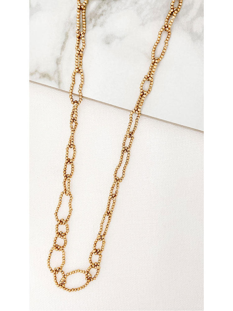 Envy Long Beaded Link Necklace Gold