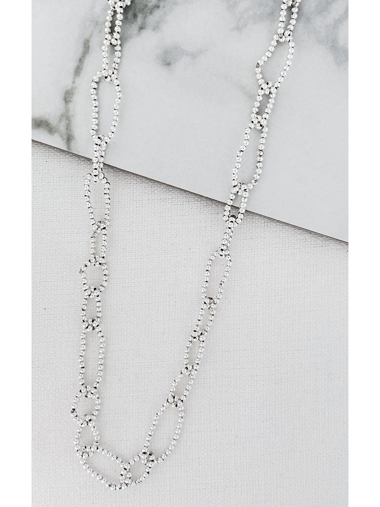 Envy Long Beaded Link Necklace Silver