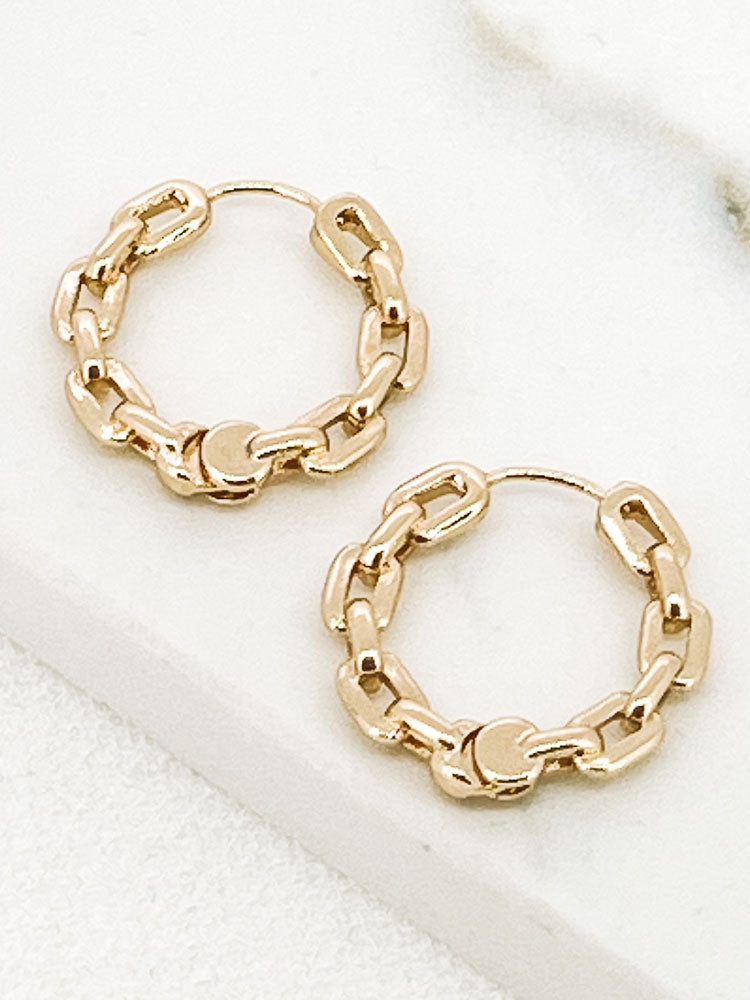 Envy Chunky Chain Link Hoop Earrings Gold