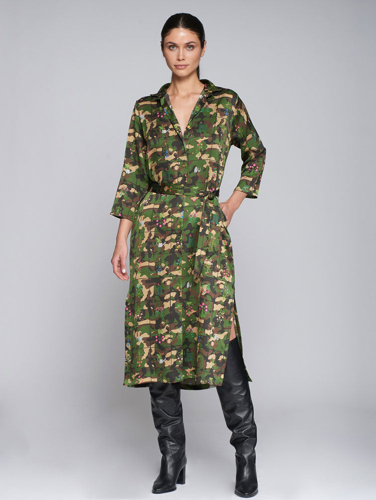 Vilagallo Green Camou Shirt Dress