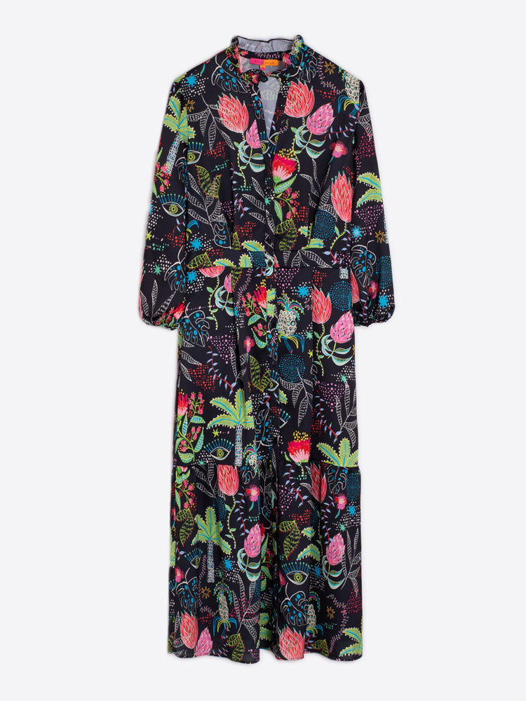 Vilagallo Black Floral Dress