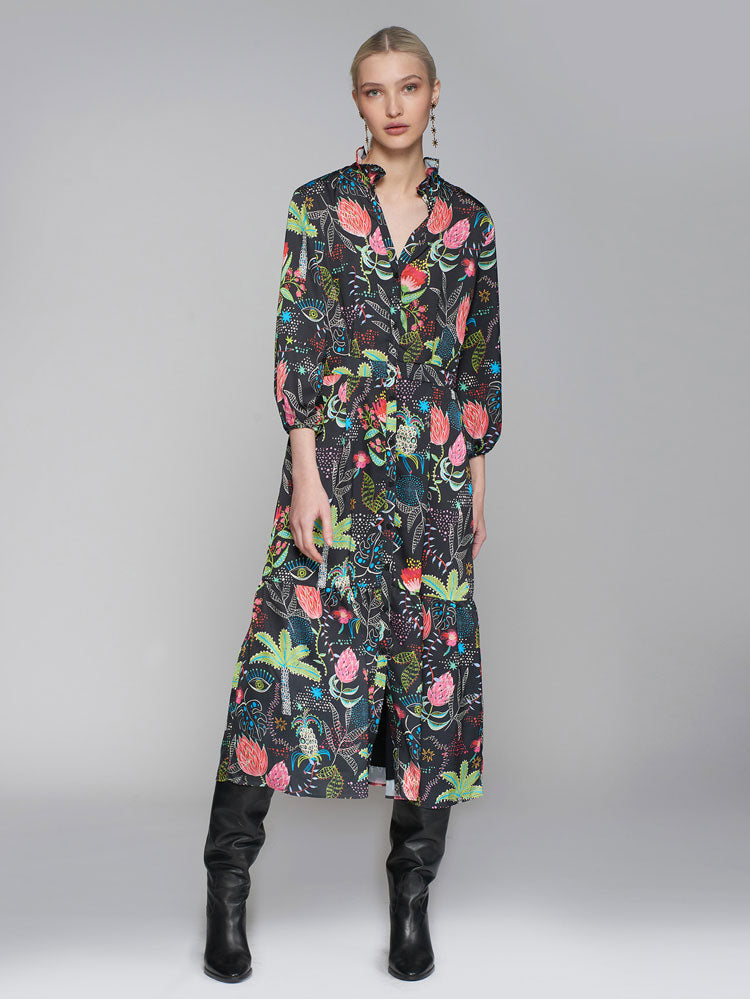 Vilagallo Black Floral Dress