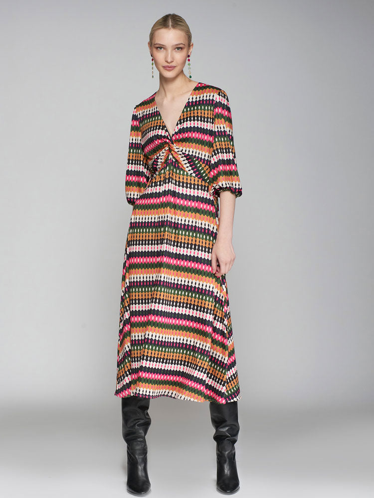 Vilagallo Geo Print Dress Multi