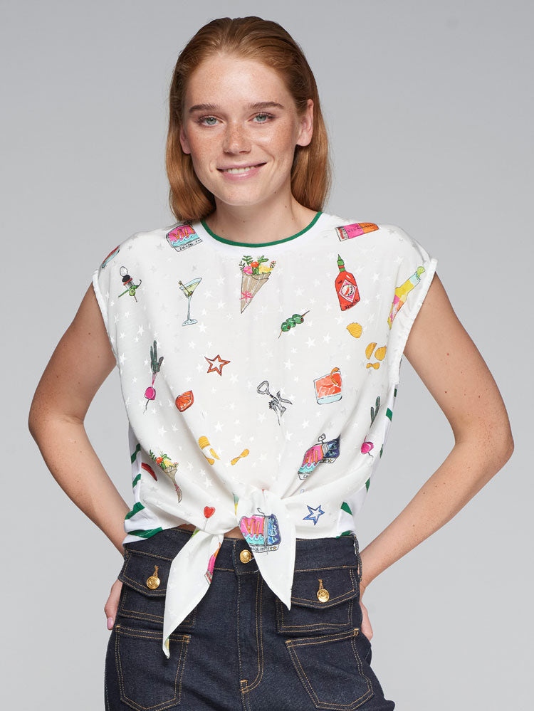 Vilagallo Tie Front Top Aperitivo Print