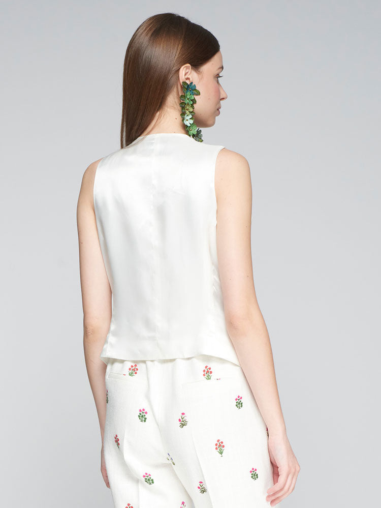 Vilagallo Floral Waistcoat White