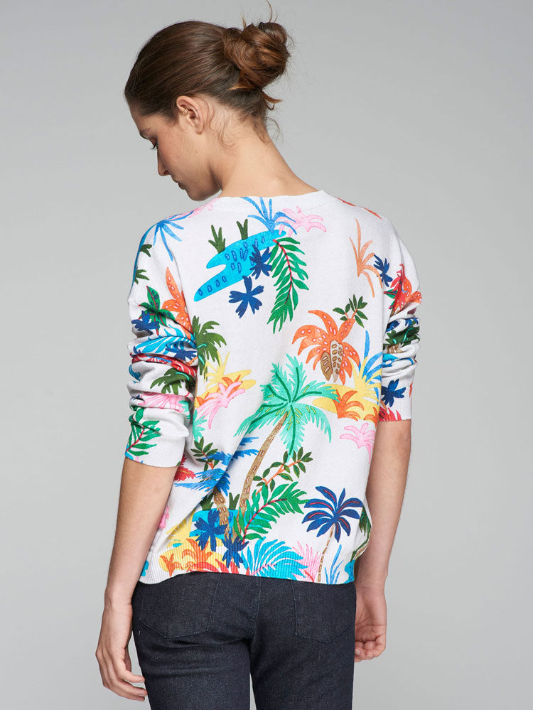 Vilagallo Thin Knit Palm Tree Print