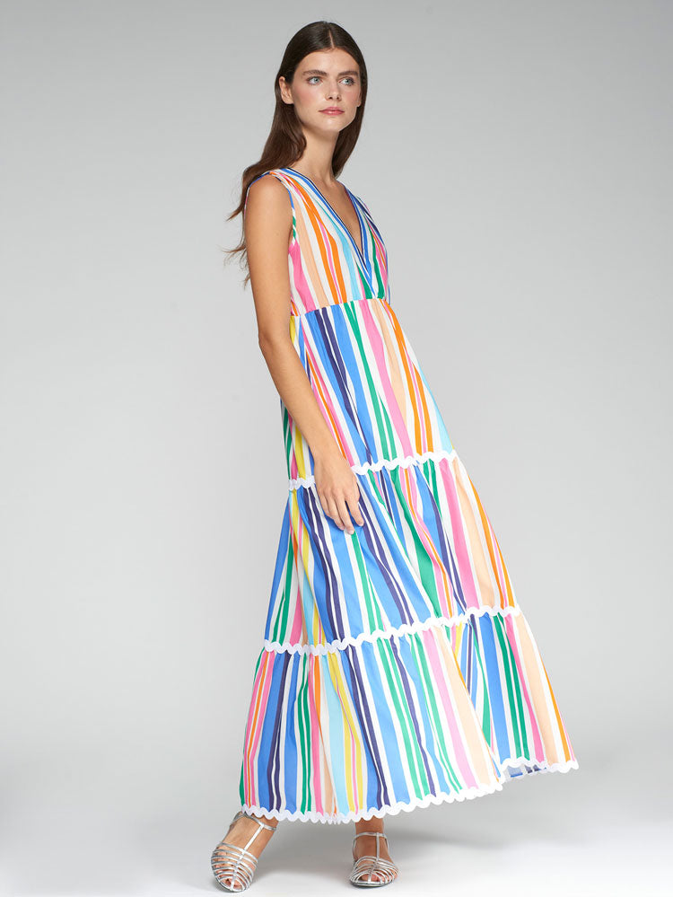 Vilagallo Sleeveless Dress Multicoloured Stripes