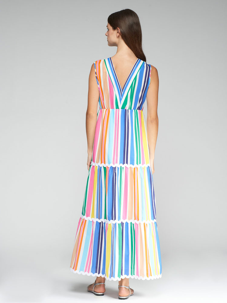 Vilagallo Sleeveless Dress Multicoloured Stripes