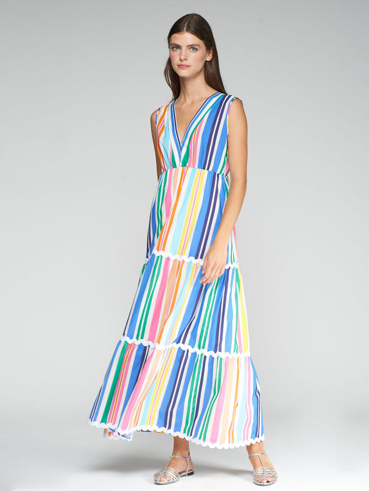 Vilagallo Sleeveless Dress Multicoloured Stripes