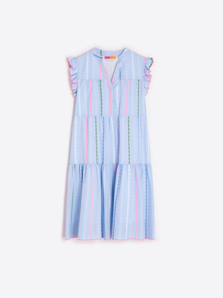 Vilagallo Midi Dress with Pineapples Blue