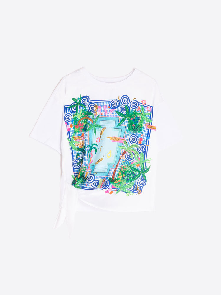 Vilagallo T-Shirt with Side Tie Pool Print