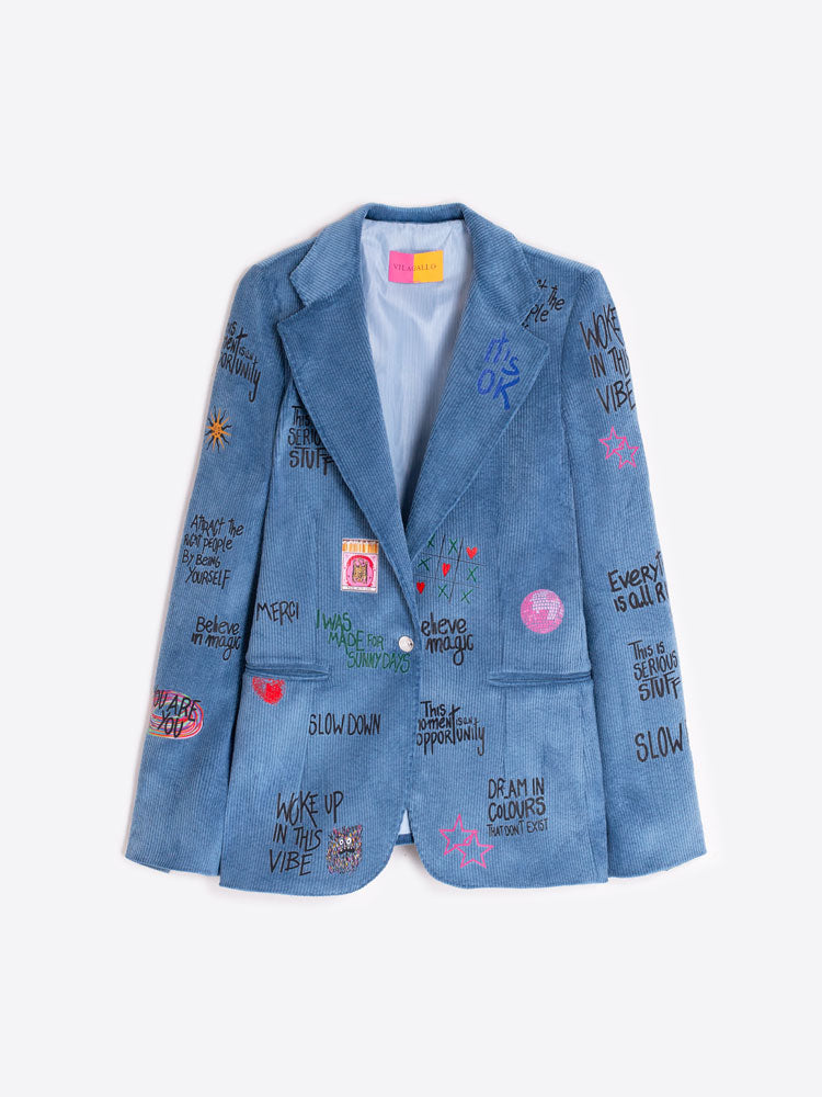 Vilagallo Blue Corduroy Jacket