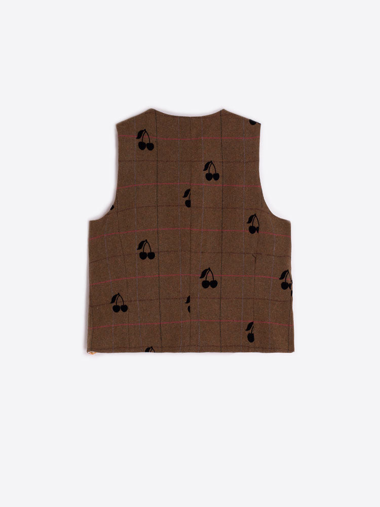 Vilagallo Brown Tweed Cherry Waistcoat