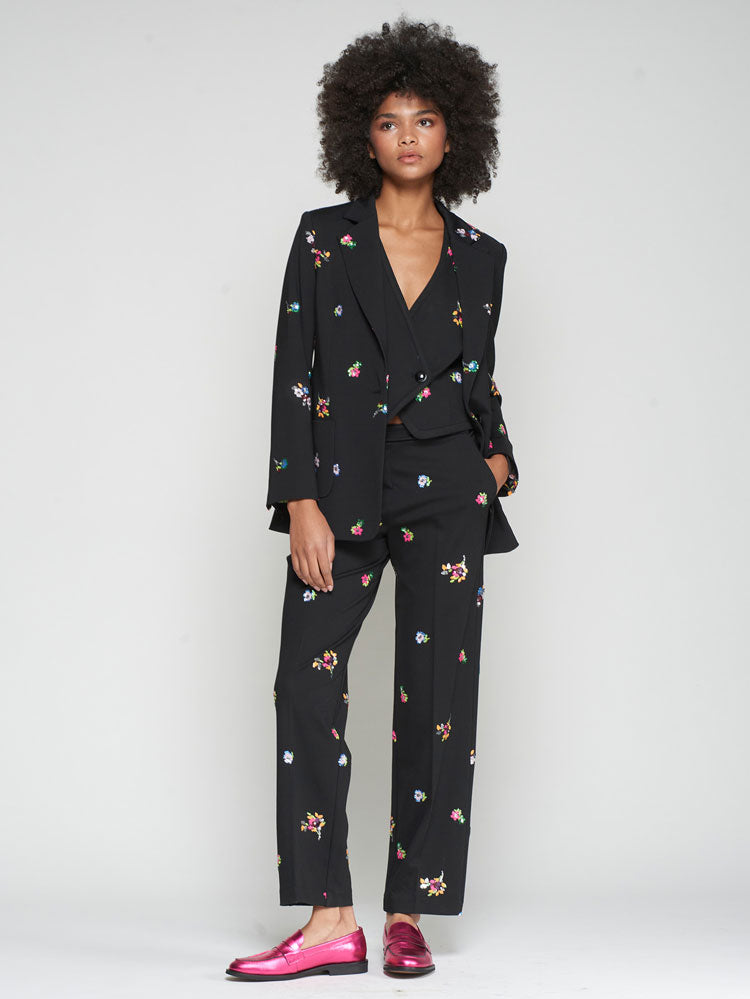 Vilagallo Floral Sequin Jacket Black