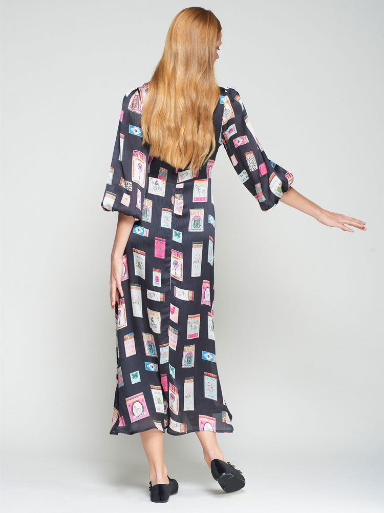 Vilagallo Navy Printed Dress