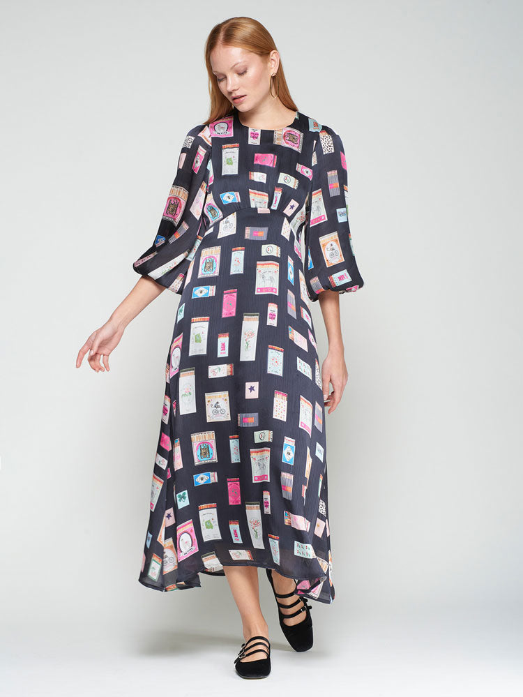 Vilagallo Navy Printed Dress