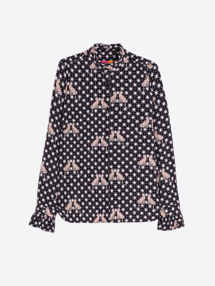 Vilagallo Black Star &amp; Leopard Print Shirt