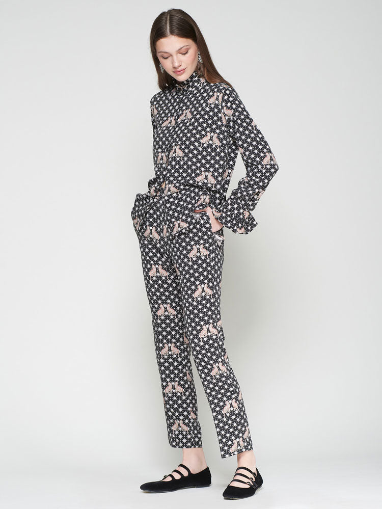 Vilagallo Black Star &amp; Leopard Print Shirt