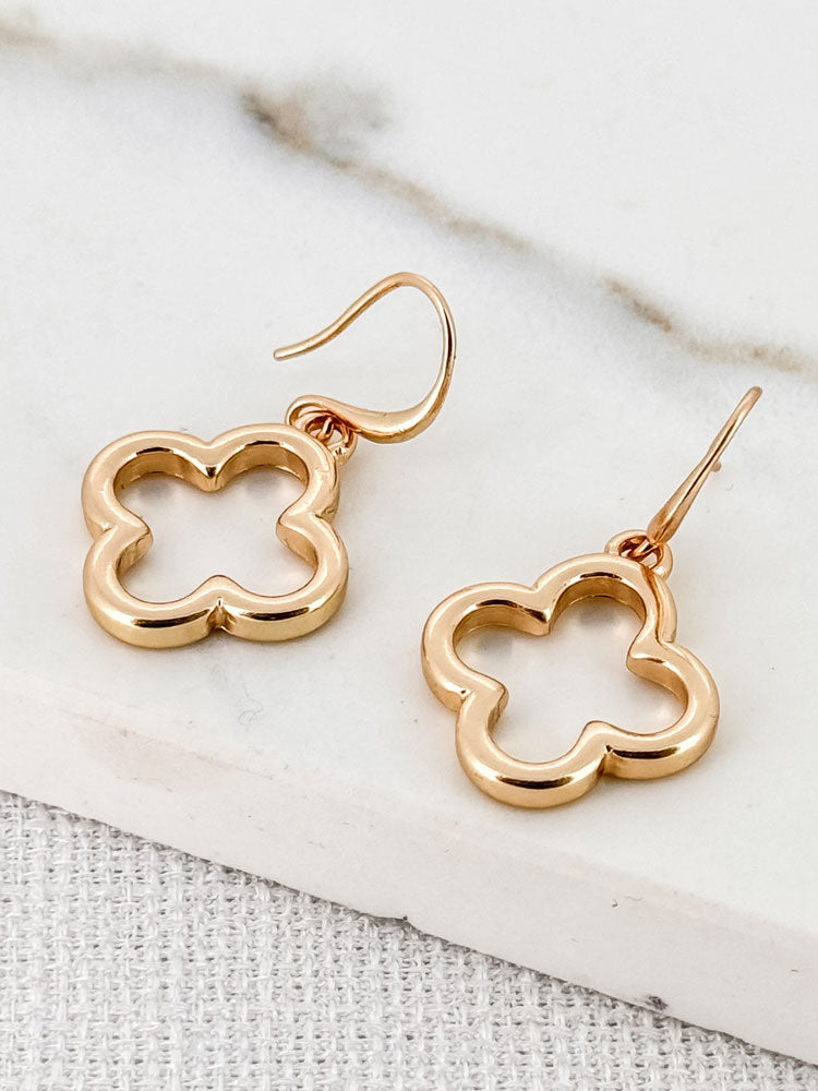Envy Cut-Out Clover Earrings Gold
