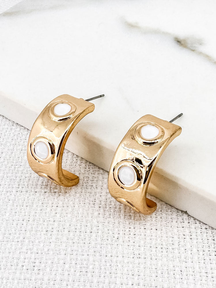 Envy Gold Hoop Earrings with White Dots