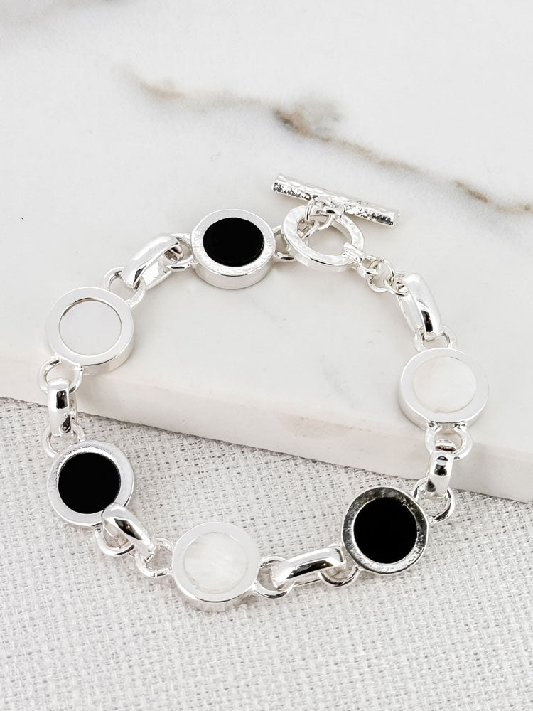 Envy Black &amp; White Circle Bracelet Silver