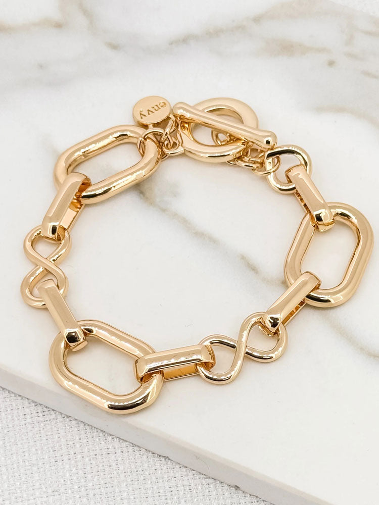 Envy Gold Chain Link T-Bar Bracelet