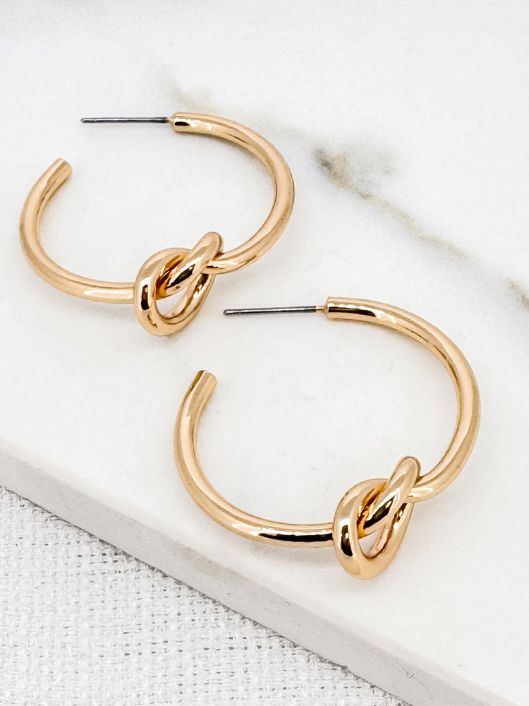 Envy Hoop Earrings with Knots Gold