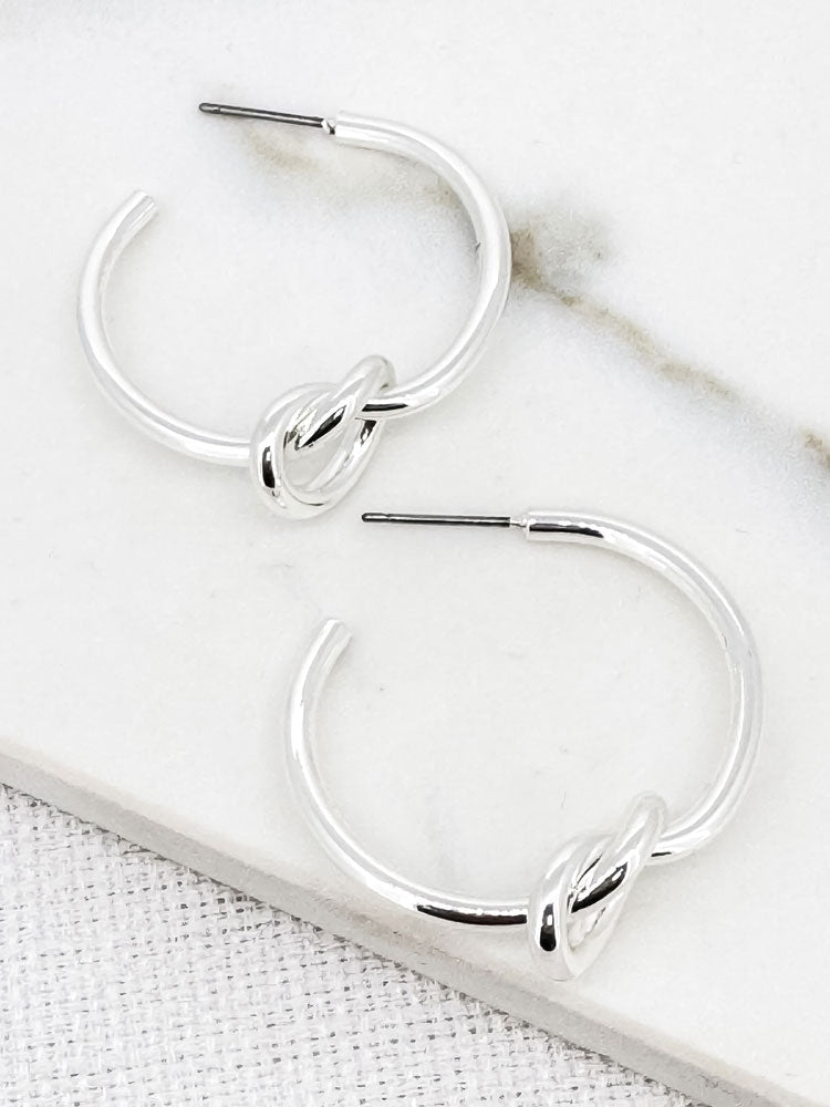 Envy Hoop Earrings with Knots Silver