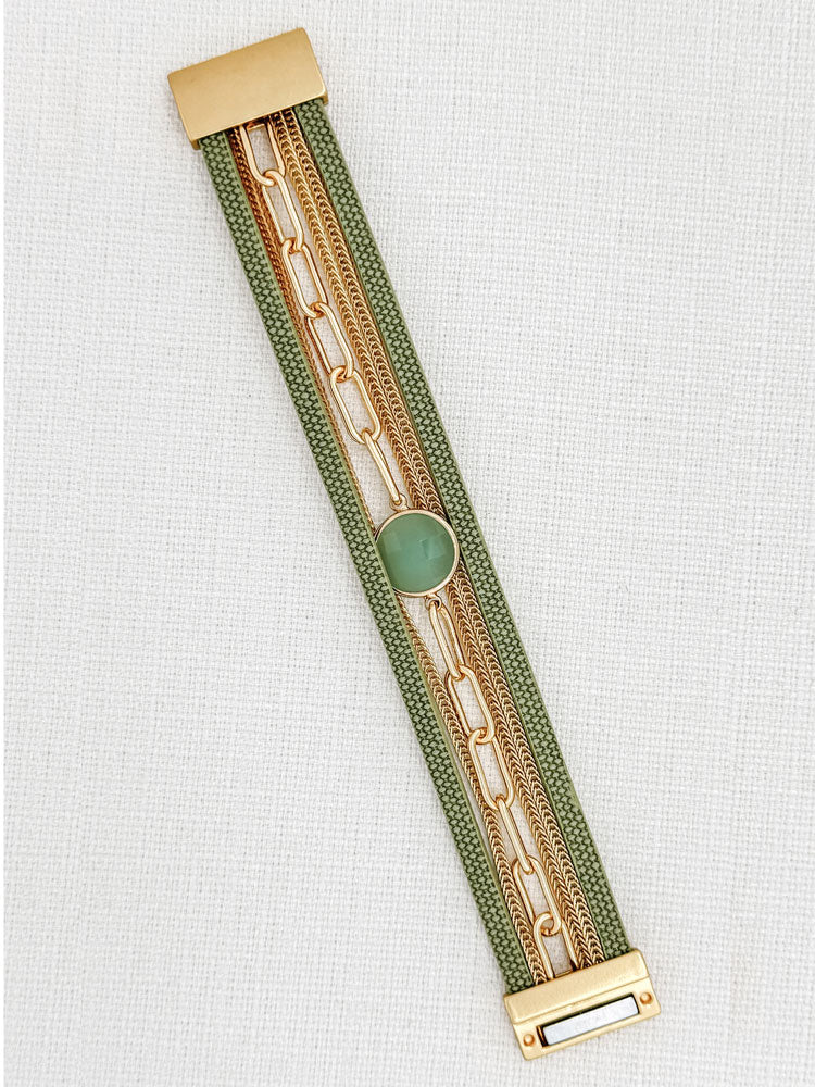 Envy Magnetic Bracelet Green &amp; Gold