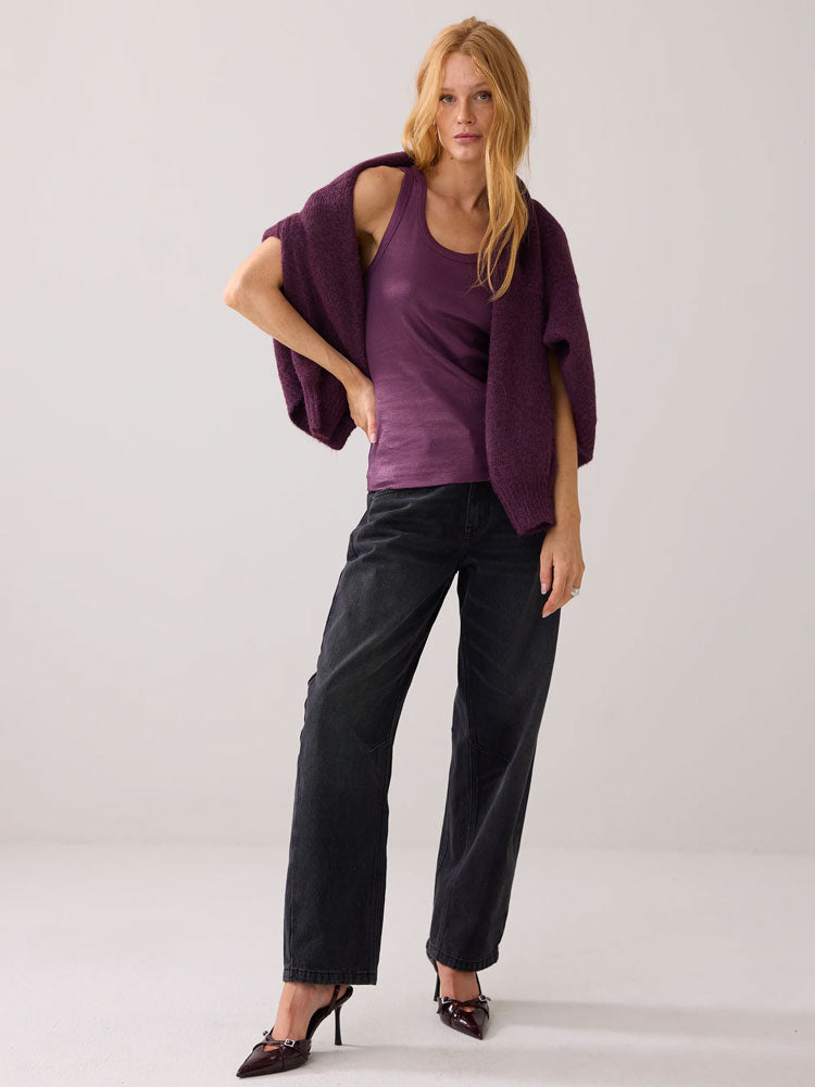 Summum Ribbed Tank Top Wineberry