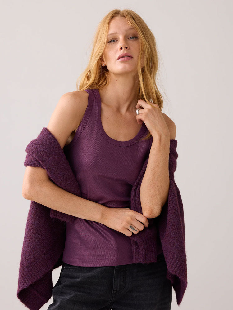 Summum Ribbed Tank Top Wineberry