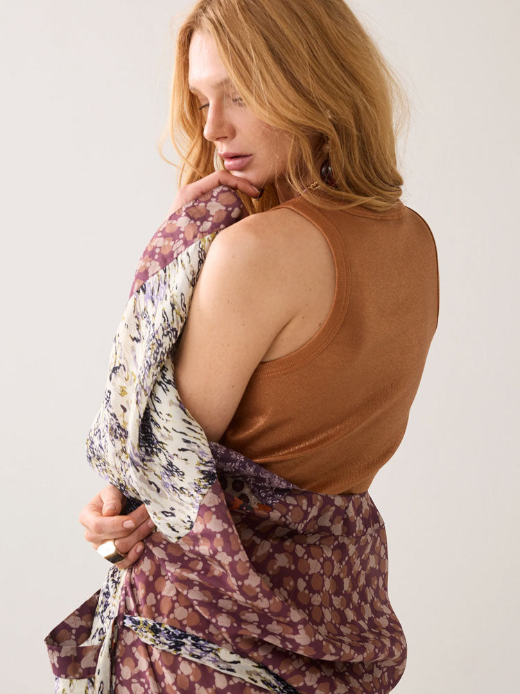 Summum Ribbed Tank Top Burnt Apricot