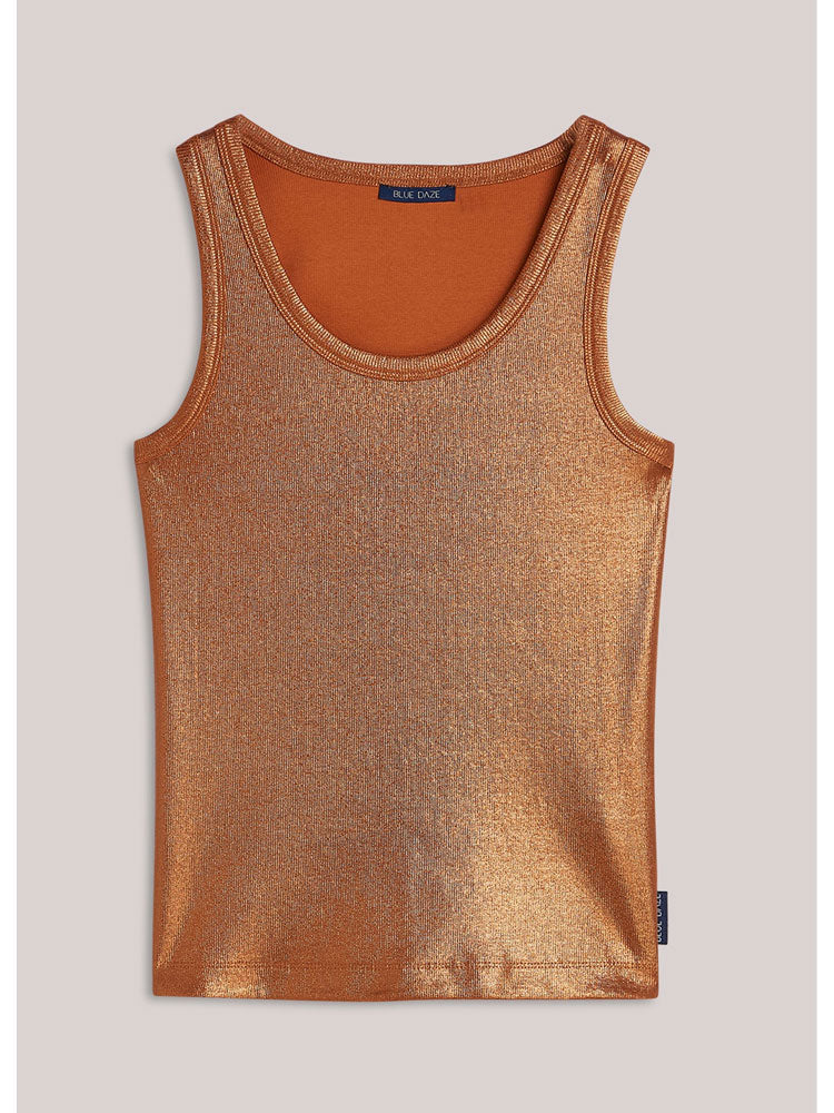 Summum Ribbed Tank Top Burnt Apricot