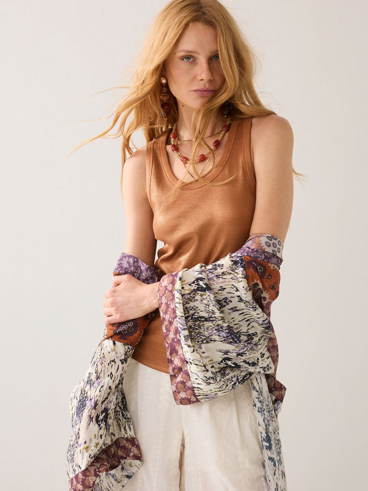 Summum Ribbed Tank Top Burnt Apricot