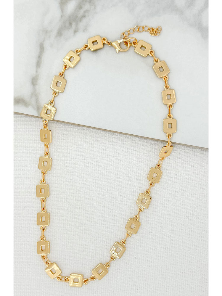 Envy Short Gold Square Chain Necklace